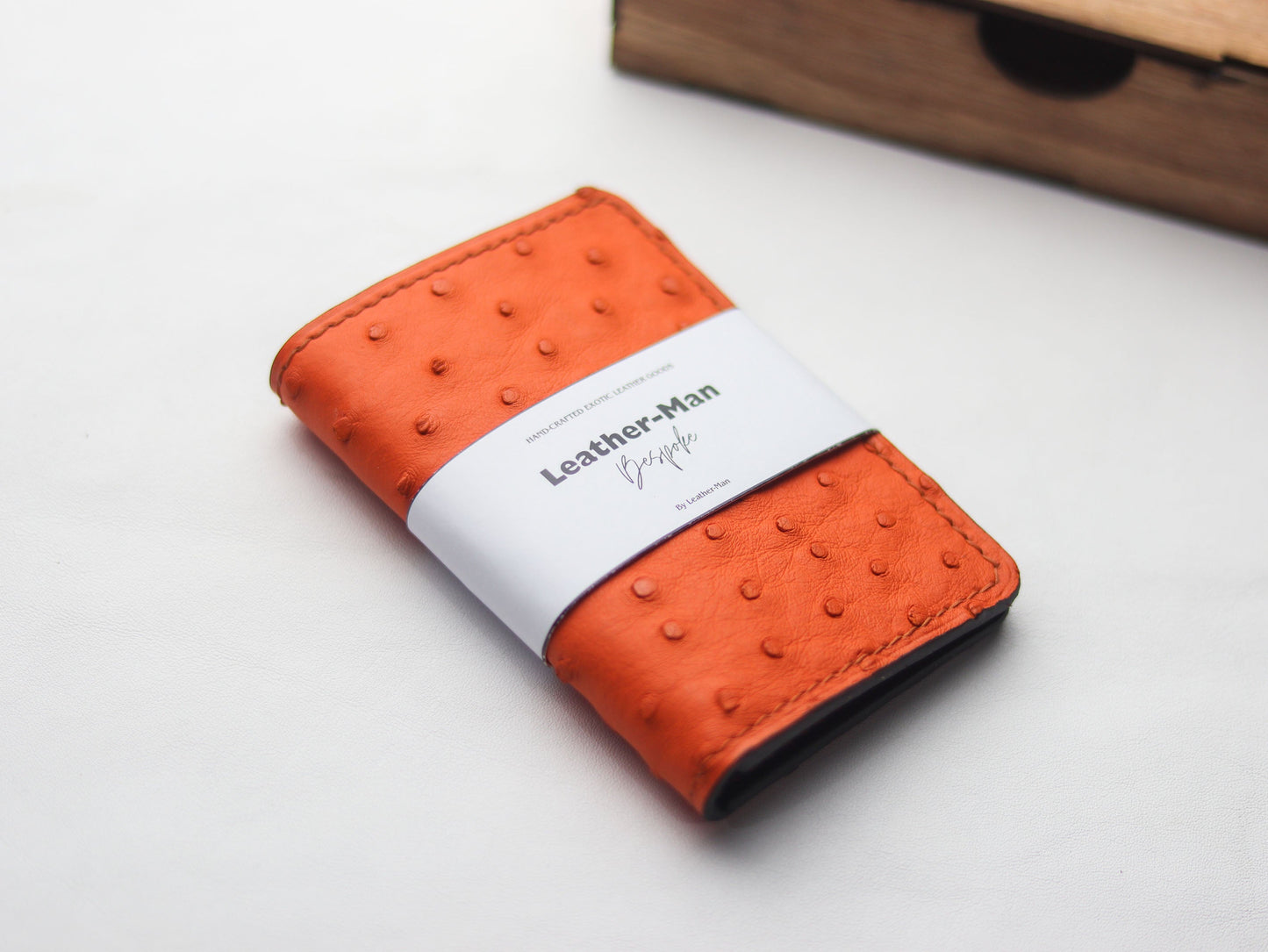 ARTEMUS - BIFOLD CARD WALLET CARROT ORANGE OSTRICH SKIN