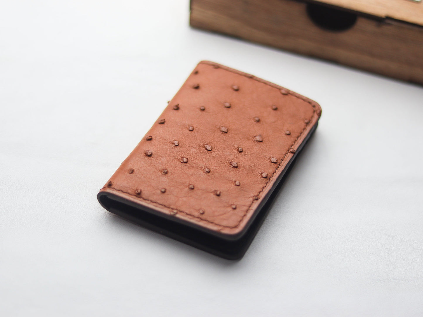 ARTEMUS - BIFOLD CARD WALLET BRONZE BROWN OSTRICH SKIN