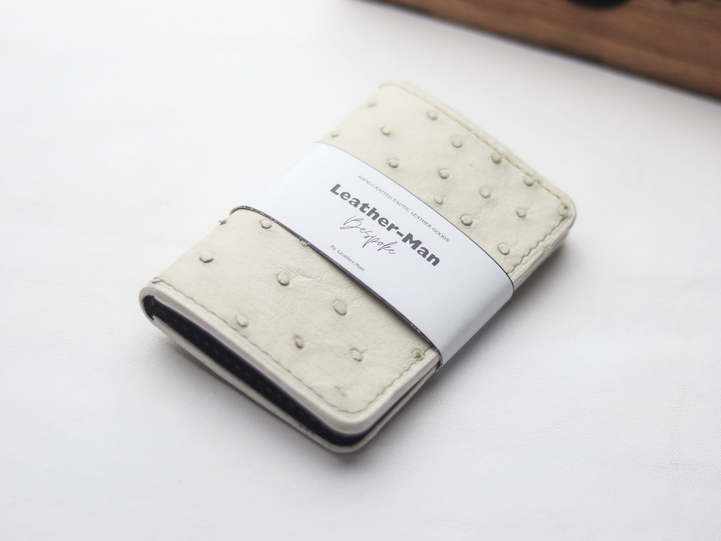 ARTEMUS - BIFOLD CARD WALLET SERBING WHITE OSTRICH SKIN