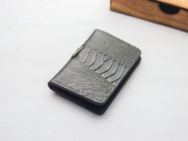 ARTEMUS - BIFOLD CARD WALLET GRAPHITE GRAY OSTRICH LEG SKIN