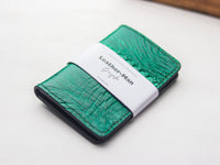 ARTEMUS - BIFOLD CARD WALLET EMERALD GREEN OSTRICH LEG SKIN