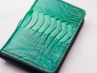 ARTEMUS - BIFOLD CARD WALLET EMERALD GREEN OSTRICH LEG SKIN