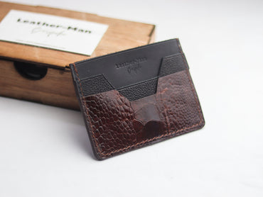 AUGUSTUS - MINIMAL WALLET PECAN BROWN OSTRICH LEG SKIN