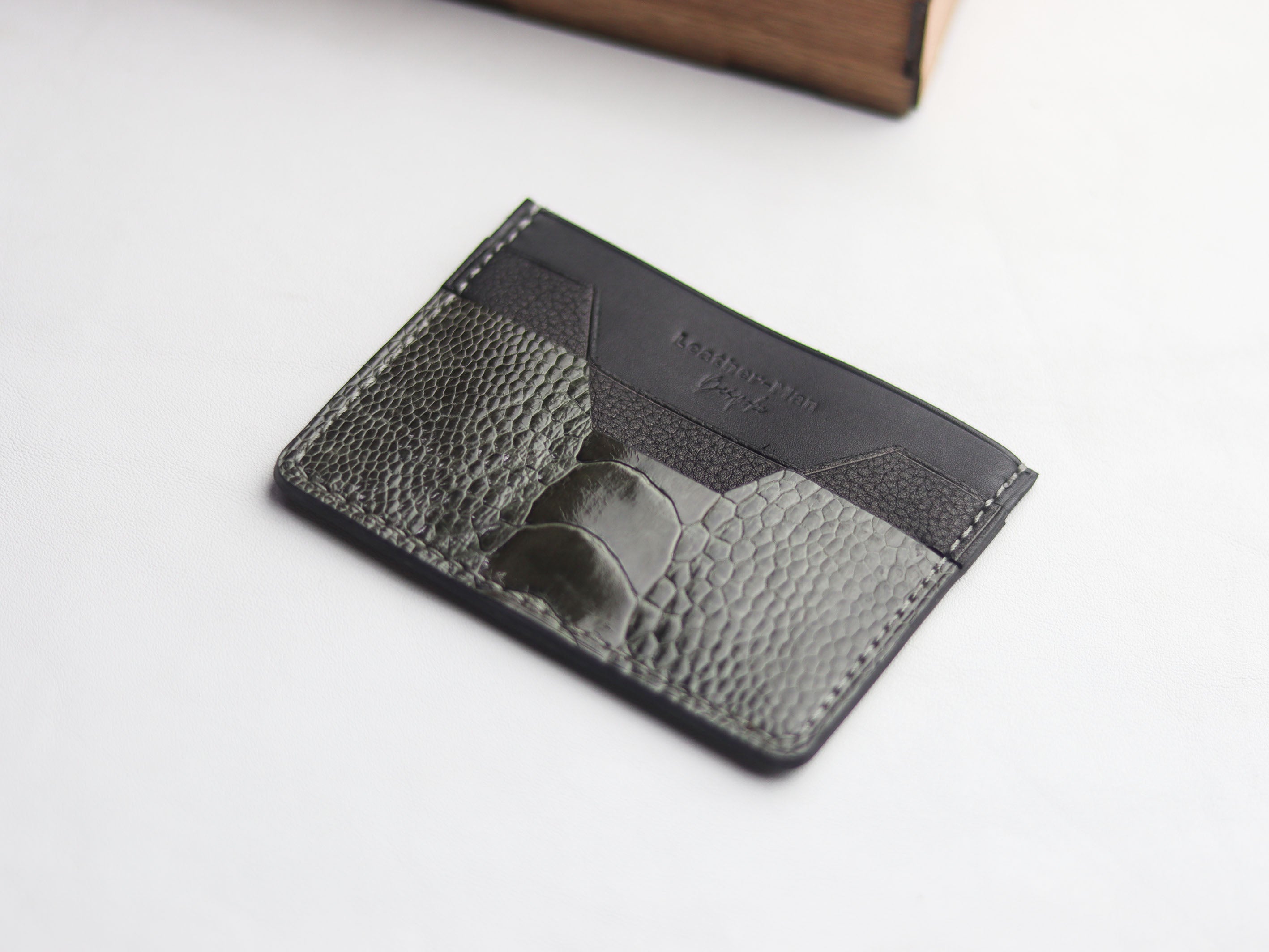 AUGUSTUS - MINIMAL WALLET GRAPHITE GRAY OSTRICH LEG SKIN