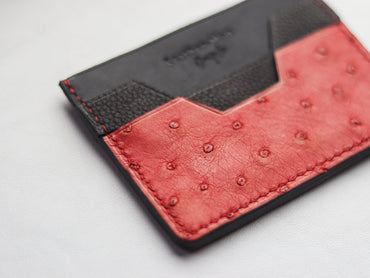 AUGUSTUS - MINIMAL WALLET CLASSIC RED OSTRICH SKIN