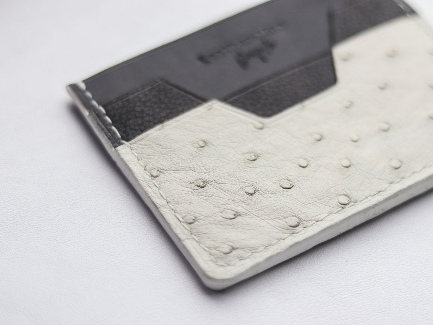 AUGUSTUS - MINIMAL WALLET SERBING WHITE OSTRICH SKIN