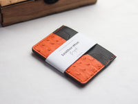 AUGUSTUS - MINIMAL WALLET CARROT ORANGE OSTRICH SKIN