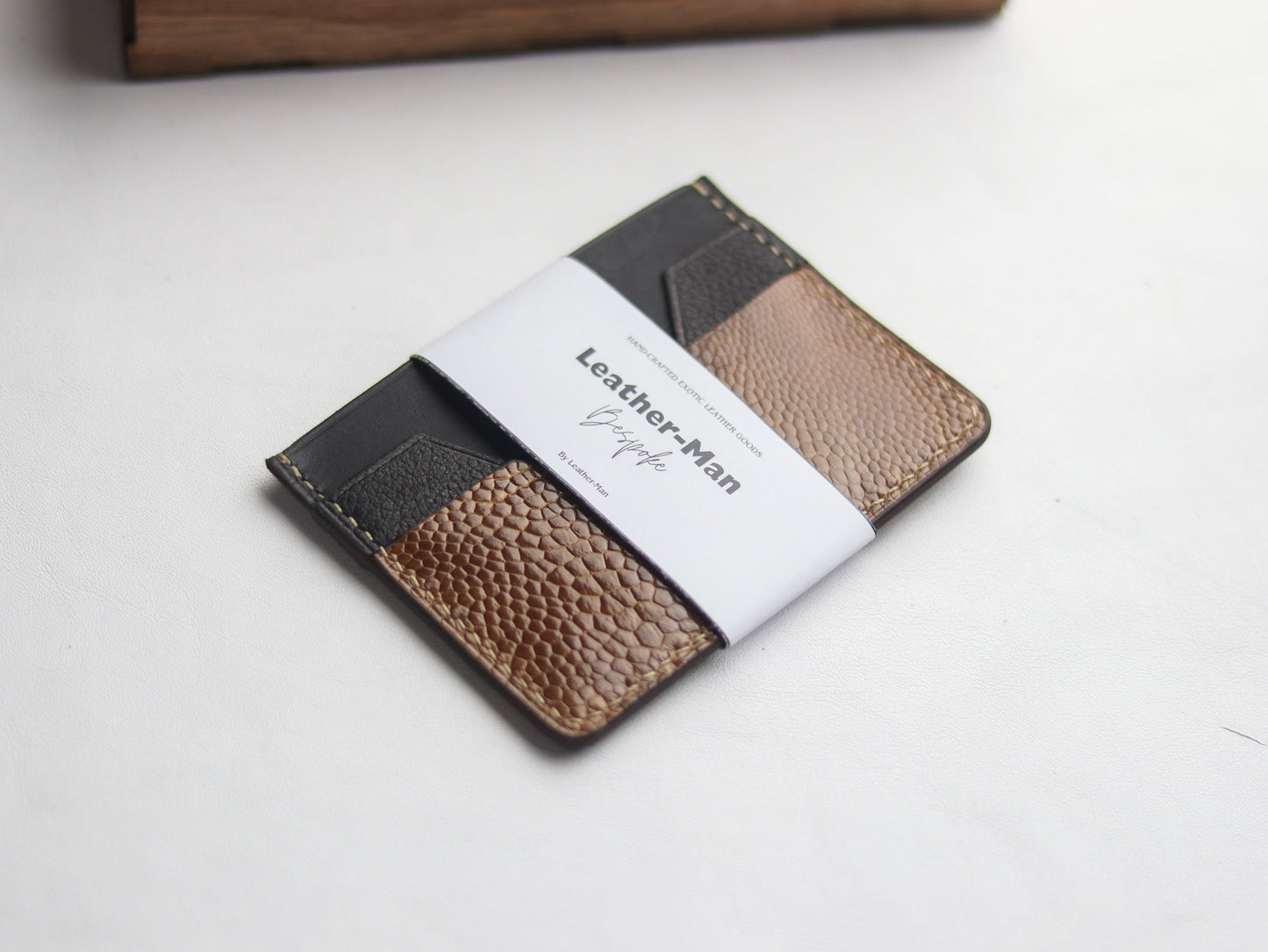 AUGUSTUS - MINIMAL WALLET CINNAMON BROWN OSTRICH LEG SKIN