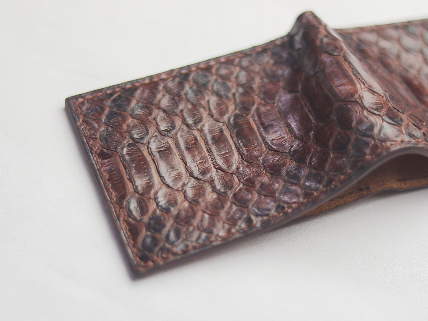 WYNTON - BIFOLD WALLET PECAN BROWN PYTHON SKIN