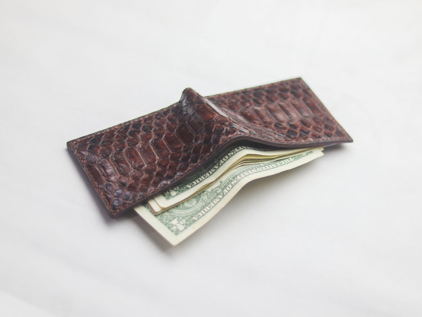 WYNTON - BIFOLD WALLET PECAN BROWN PYTHON SKIN