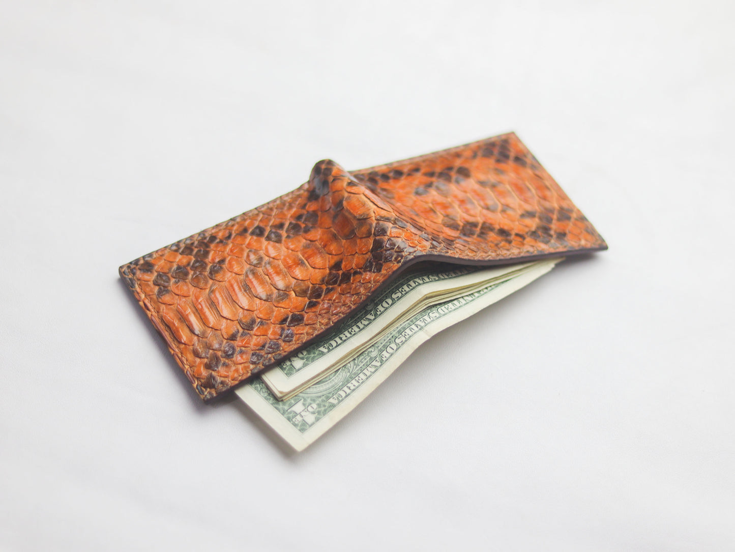 WYNTON - BIFOLD WALLET COPPER BROWN PYTHON SKIN