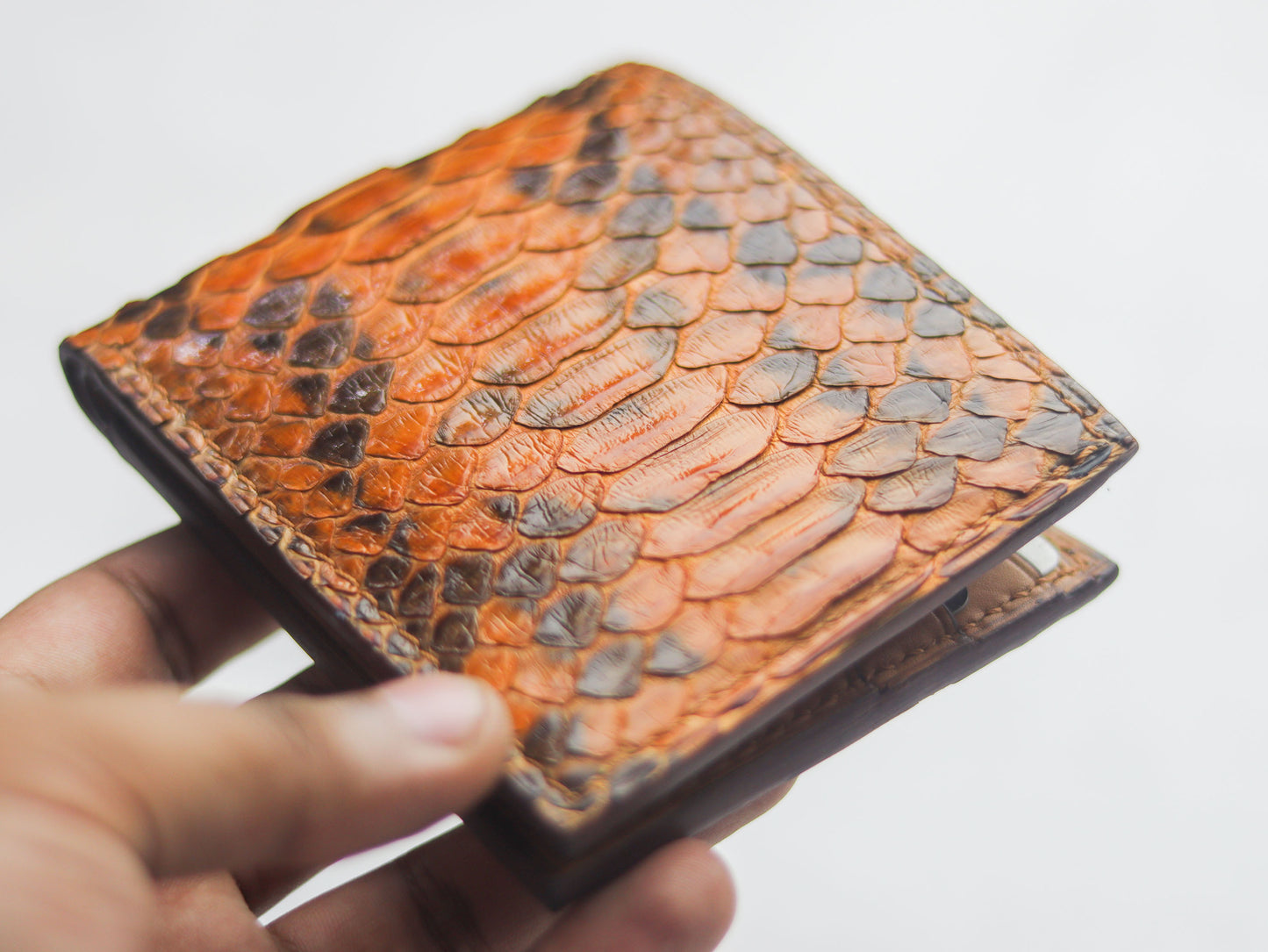 WYNTON - BIFOLD WALLET COPPER BROWN PYTHON SKIN