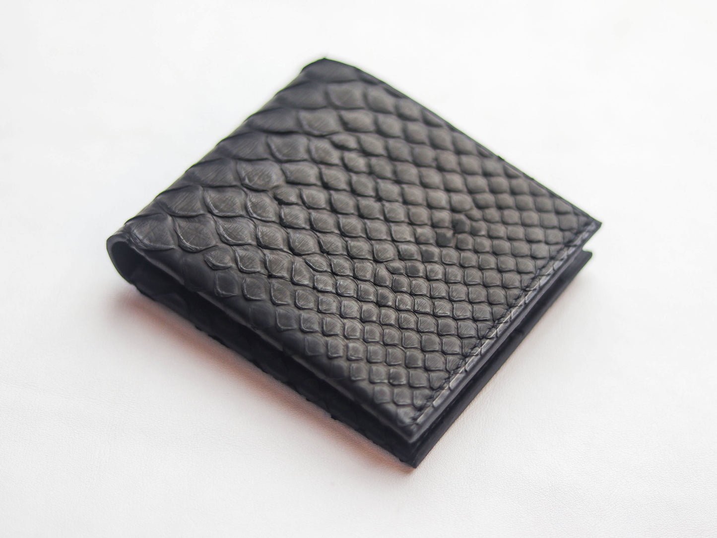 ATTICUS - RAVEN BLACK PYTHON SKIN BIFOLD WALLET