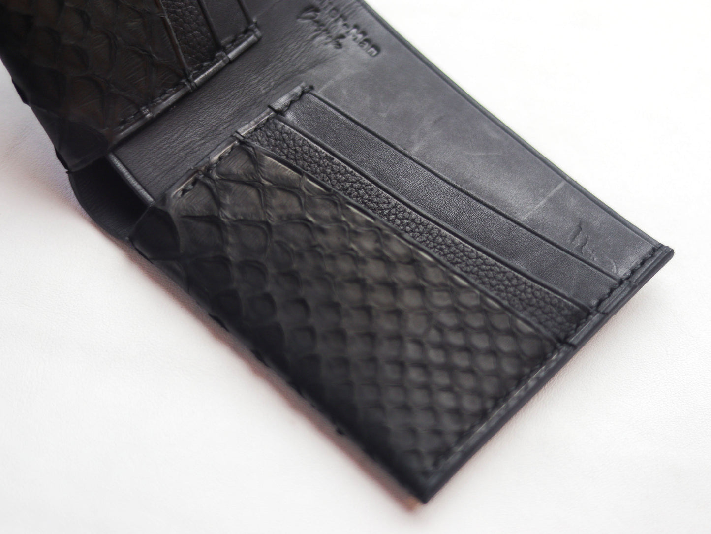 ATTICUS - RAVEN BLACK PYTHON SKIN BIFOLD WALLET