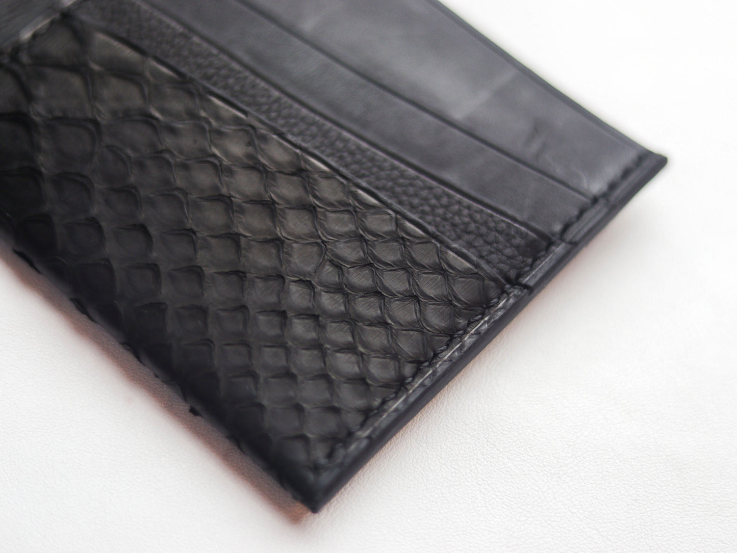 ATTICUS - RAVEN BLACK PYTHON SKIN BIFOLD WALLET