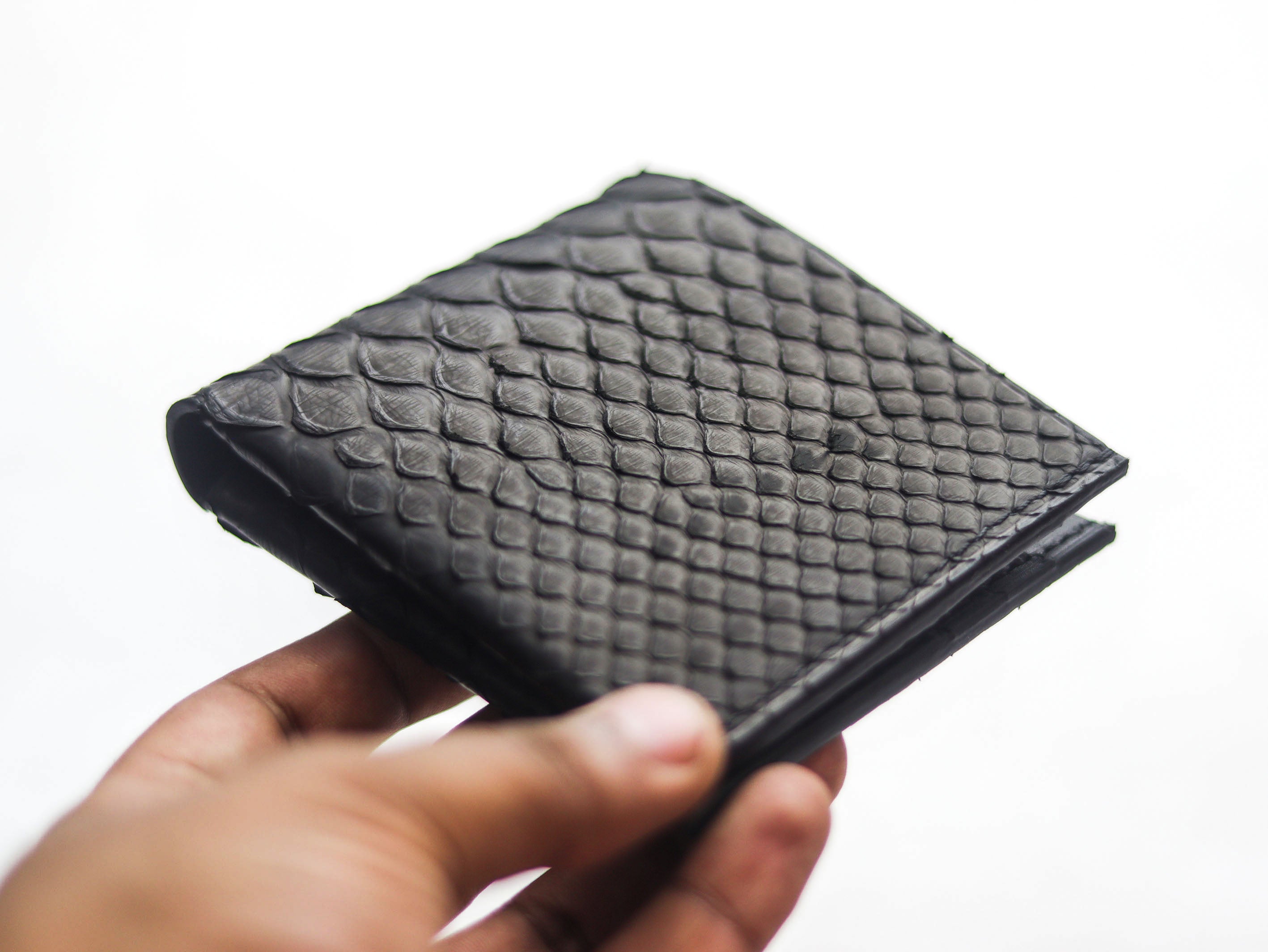 ATTICUS - RAVEN BLACK PYTHON SKIN BIFOLD WALLET